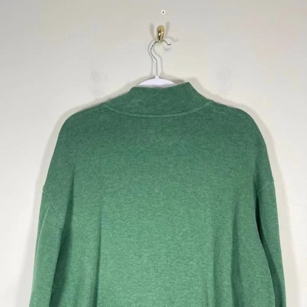 Polo Ralph Lauren Mens Sweater Quarter Zip Pullover Green Orange Pony Preppy XXL